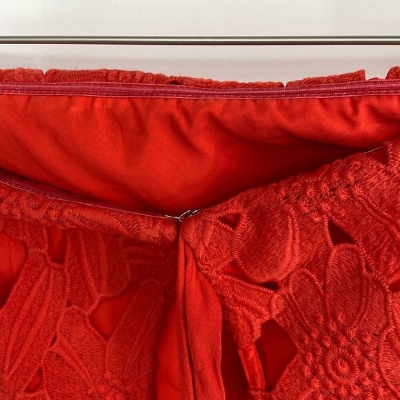Saylor x Free People Erin Red Lace Strapless Knee Length Pretty  Dress Coral Red - Picture 9 of 15